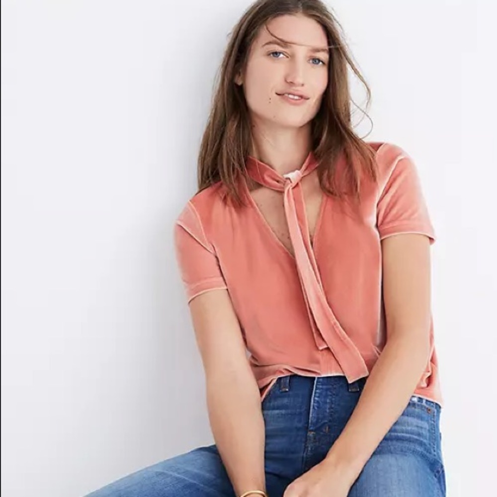 Madewell Velvet Tie-Neck Top